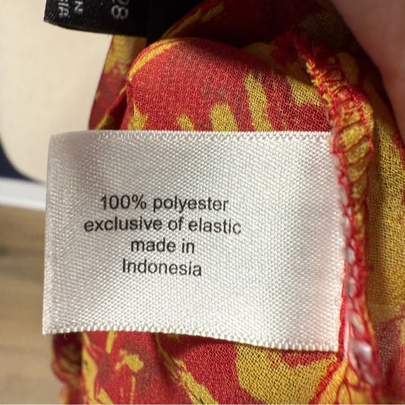 Lane Bryant Orange & Yellow Sheer Floral Blouse Peasant Top Plus Size 26/28 - Picture 7 of 8